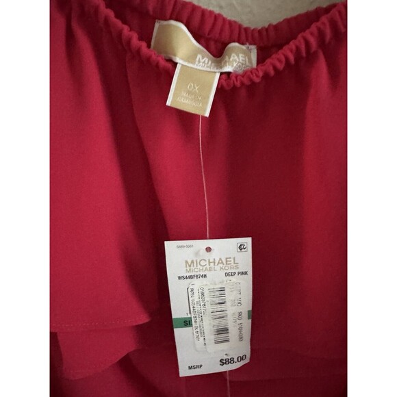 Michael Kors Women's Plus Size Off The Shoulder Top blouse Deep Pink 0X - Picture 8 of 13